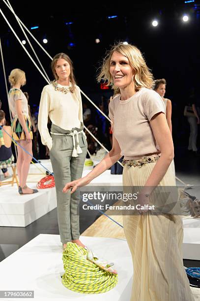 Designer Gabriela Perezutti-Isacson is seen at the Candela Spring 2014 fashion presentation during Mercedes-Benz Fashion Week at The Box at Lincoln...