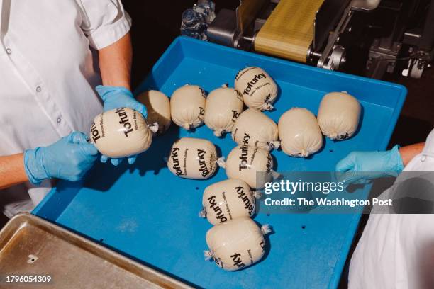 Tofurky is prepared at the Tofurky Factory in Hood River, Oregon, on November 1, 2023. The Oregon company was founded in 1980 and creates meatless...