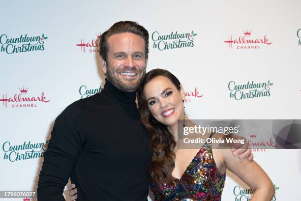 John Brotherton and Erin Cahill attend Hallmark Channel's Countdown To Christmas Holiday Celebration at The Grove on November 15, 2023 in Los...