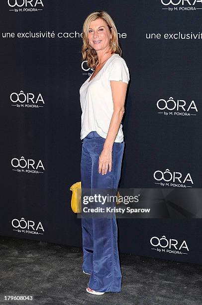 Michelle Laroque attends the photocall for 'OORA' Womenswear Collection designed by French singer Matt Pokora at Pavillon Gabriel on September 5,...