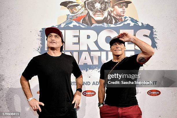 Ross Clarke-Jones and Tom Carroll attend the 'Heroes By Nature' Surf Night at Cineplex on September 5, 2013 in Muenster, Germany.