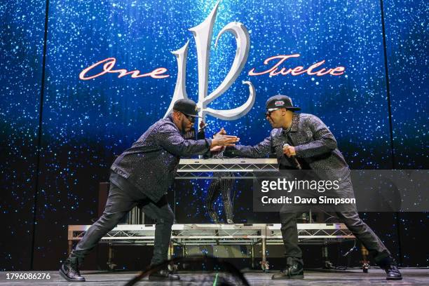 Marvin "Slim" Scandrick and Michael "Mike" Keith of 112 perform during Fridayz Live '23 at Spark Arena on November 16, 2023 in Auckland, New Zealand.