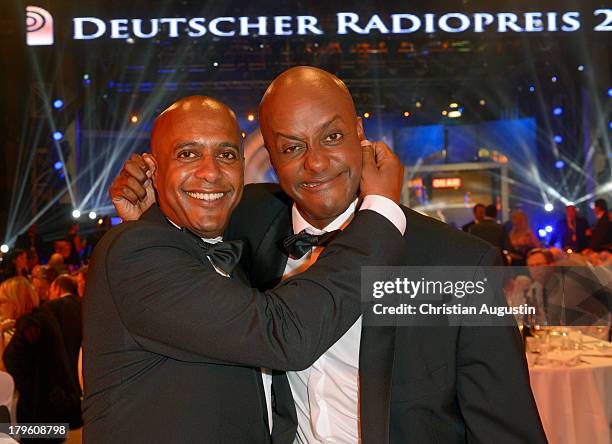 Yared Bibaba and brother Benjamin attend "Deutscher Radiopreis" at Schuppen 52 on September 5, 2013 in Hamburg, Germany.