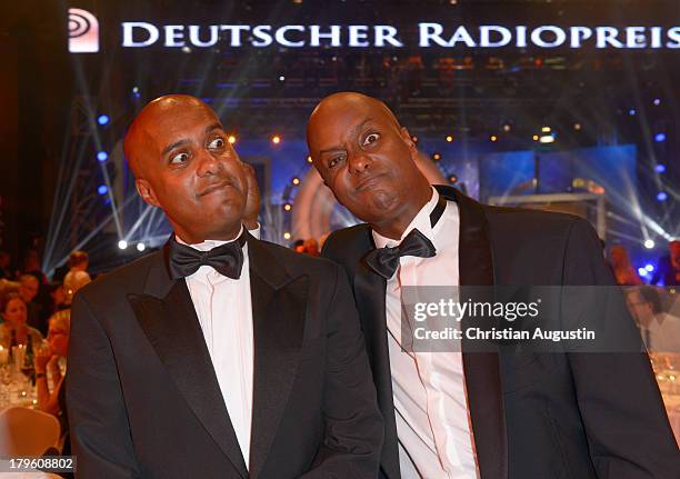 Yared Bibaba and brother Benjamin attend "Deutscher Radiopreis" at Schuppen 52 on September 5, 2013 in Hamburg, Germany.