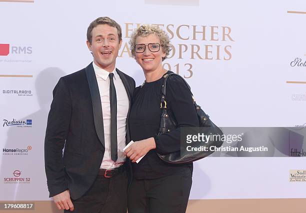 Alexander Bommes and Julia Westlake attend "Deutscher Radiopreis" at Schuppen 52 on September 5, 2013 in Hamburg, Germany.