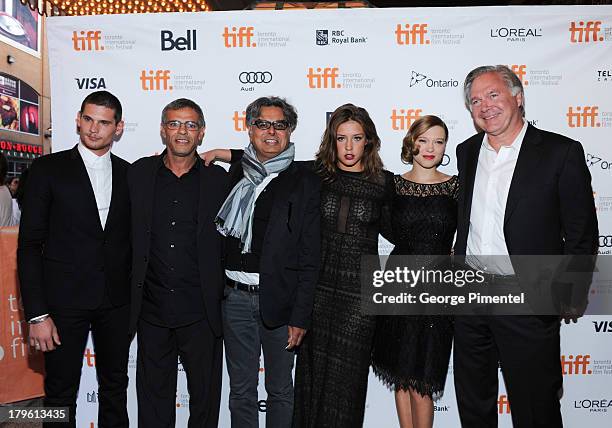 Jeremie Laheurte, Director Abdellatif Kechiche, President of Mongrel Media Hussain Amarshi, Adele Exarchopoulos, Lea Seydoux andÊPresident of...