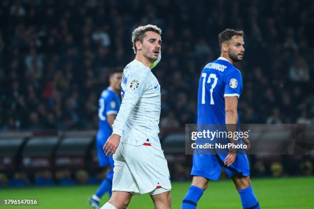 Antoine Griezmann of France is playing in the European Qualifiers for Euro 24, Group B, during the match between Greece and France at OPAP Arena in...