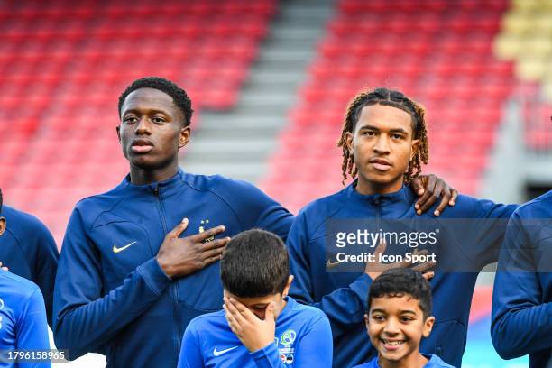 Mahamadou DIAWARA of France and Andrea DACOURT of France during the UEFA Euro 2024, qualifications match between France U19 and Denmark U19 at Stade...