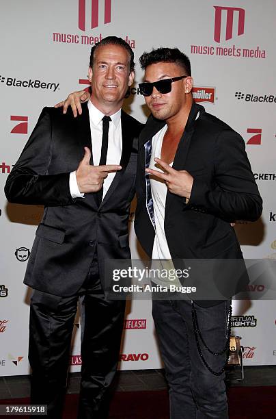 Prince Kay One and his father Oliver Brodowski attend the Music Meets Media 2013 Award at Grand Hotel Esplanade on September 5, 2013 in Berlin,...