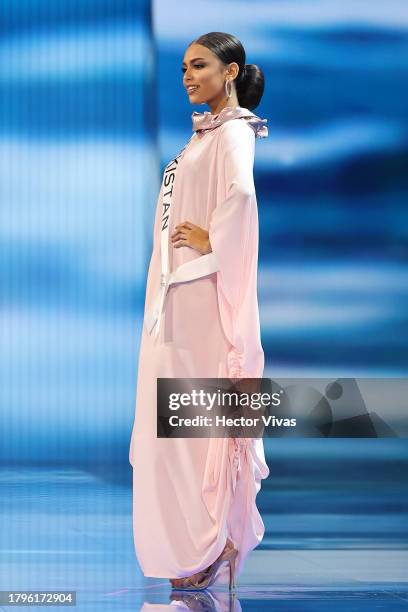 Miss Pakistan Erica Robin attends the The 72nd Miss Universe Competition - Preliminary Competition at Gimnasio Nacional Jose Adolfo Pineda on...