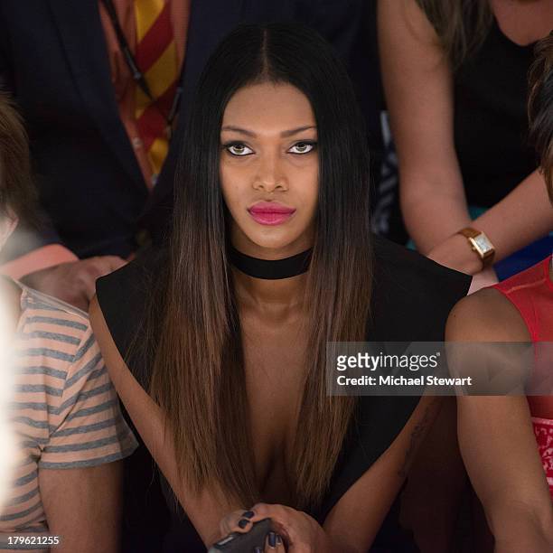 Model Jessica White attends the Tadashi Shoji show during Spring 2014 Mercedes-Benz Fashion Week at The Stage at Lincoln Center on September 5, 2013...