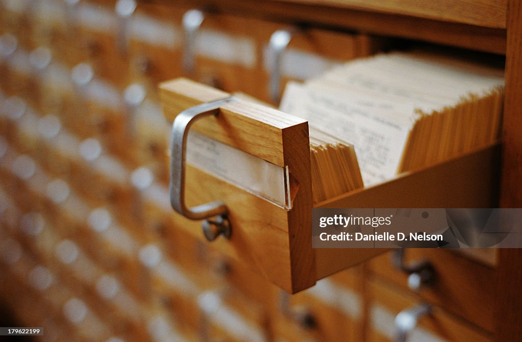 Library Sample Drawers Open Drawer In Library Card Catalog High-Res Stock Photo - Getty Images