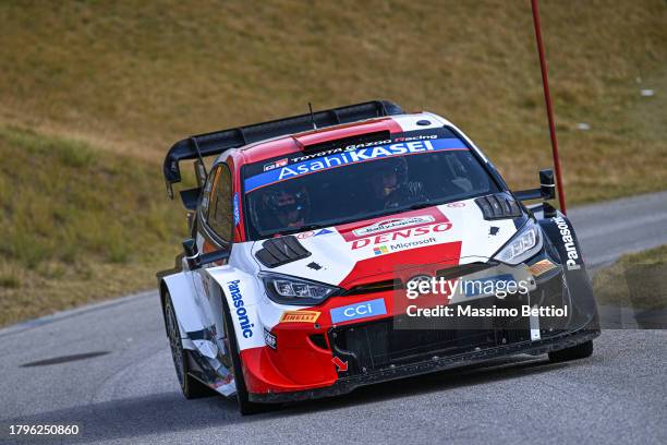 Sebastien Ogier of France and Vincent Landais of France compete in their Toyota Gazoo Racing WRT Toyota GR Yaris Rally1 Hybrid during Day1 of the FIA...