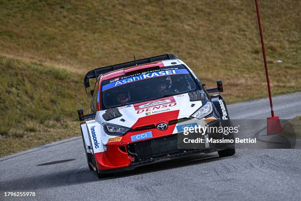 Elfyn Evans of Great Britain and Scott Martin of Great Britain compete in their Toyota Gazoo Racing WRT Toyota GR Yaris Rally1 during Day1 of the FIA...