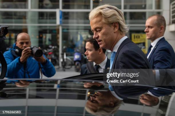 Geert Wilders, Dutch right-wing politician and leader of the Party for Freedom , leaves after casting his vote in the Dutch general election on...