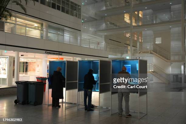 Voters cast their ballots in the Dutch general election on November 22, 2023 in The Hague, Netherlands. A snap general election will be held in the...