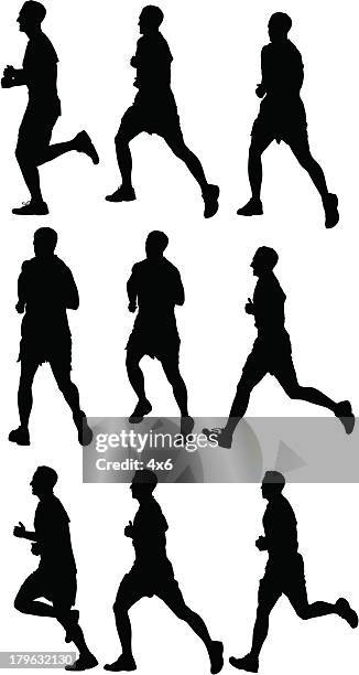 man running - marathon runners side view stock illustrations