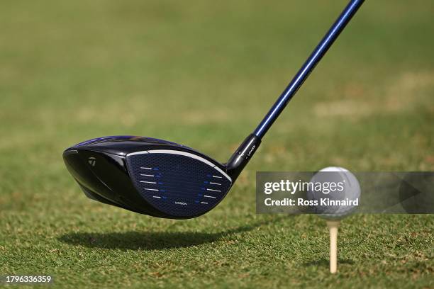 Detailed view of the TaylorMade Qi10 driver used by Rory McIlroy of Northern Ireland during Day One of the DP World Tour Championship on the Earth...