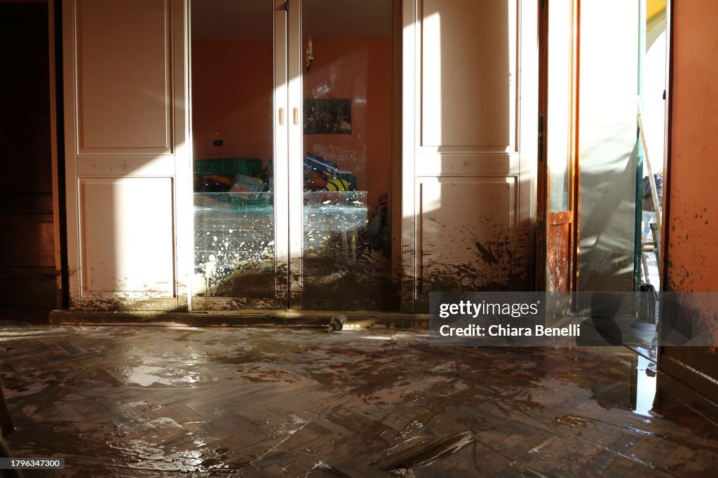 Damage to a flooded house