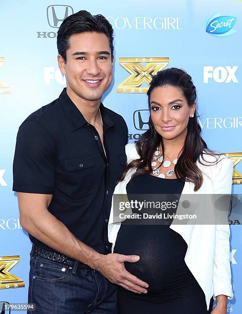 Personality Mario Lopez and wife Courtney Mazza attend "The X Factor" Season 3 premiere party at Cecconi's Restaurant on September 5, 2013 in Los...