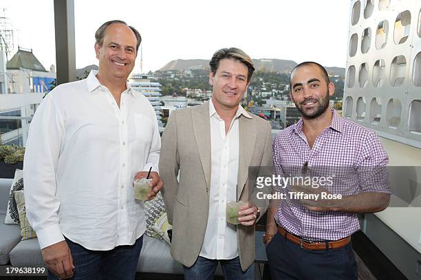 Scott Kush, Mark Rodrigues and Andy Geiger attend the Auto Gallery Event at the residences at W Hollywood on September 5, 2013 in Hollywood,...