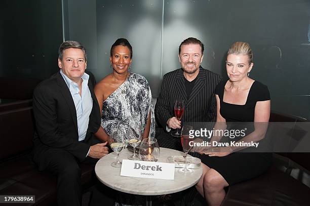 Ted Sarandos Chief Content Officer of Netflix , Nicole Avant, Ricky Gervais and Jane Fallon attend "Derek" New York Premiere after party at MOMA on...