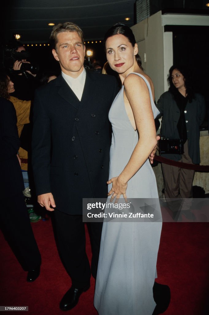 Matt Damon And Minnie Driver Attend 'Good Will Hunting' Premiere