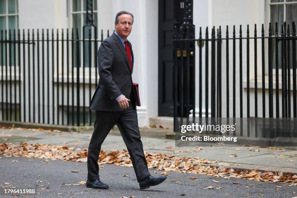 David Cameron, UK foreign secretary, arrives for a meeting of cabinet ministers at 10 Downing Street, ahead of the presentation of the Autumn...