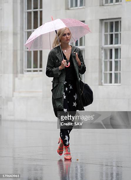 Fearne Cotton sighted arriving at BBC Radio 1 on September 6, 2013 in London, England.