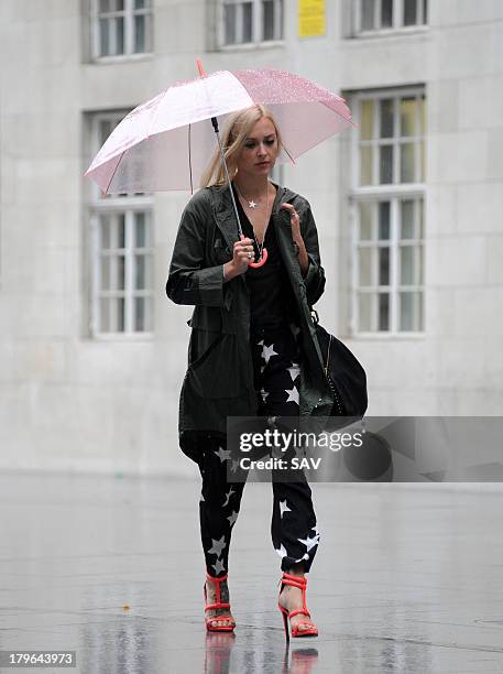 Fearne Cotton sighted arriving at BBC Radio 1 on September 6, 2013 in London, England.