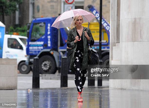 Fearne Cotton sighted arriving at BBC Radio 1 on September 6, 2013 in London, England.