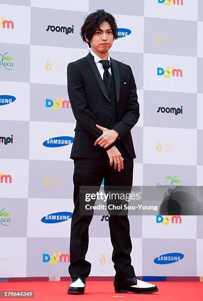 Renn Kiriyama arrives at the red carpet of the Seoul International Drama Awards 2013 at the National Theater of Korea Main Hall 'Hae' on September 5,...