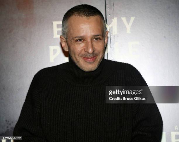 Jeremy Strong speaks during a press day for the upcoming broadway play "An Enemy of the People" at The Times Square Edition Hotel on November 15,...