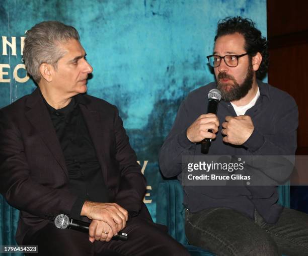 Michael Imperioli and Sam Gold speak during a press day for the upcoming broadway play "An Enemy of the People" at The Times Square Edition Hotel on...