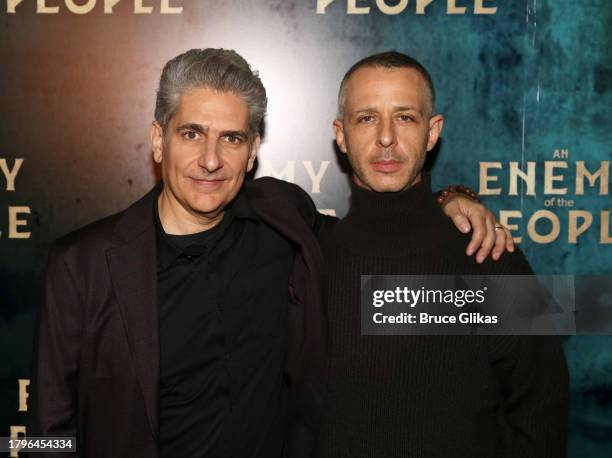 Michael Imperioli and Jeremy Strong pose at a press day for the upcoming broadway play "An Enemy of the People" at The Times Square Edition Hotel on...