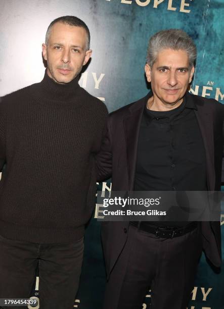 Jeremy Strong and Michael Imperioli pose at a press day for the upcoming broadway play "An Enemy of the People" at The Times Square Edition Hotel on...