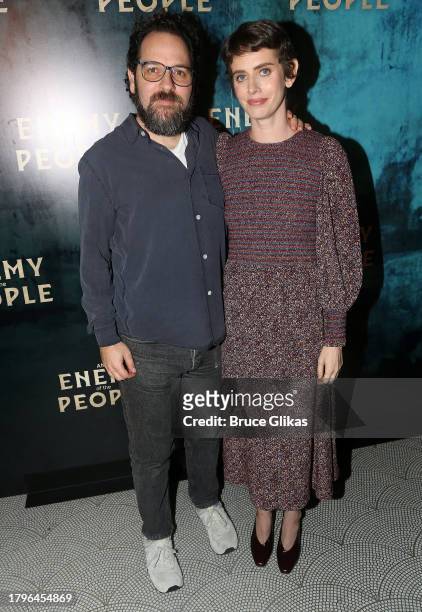 Sam Gold and Amy Herzog pose at a press day for the upcoming broadway play "An Enemy of the People" at The Times Square Edition Hotel on November 15,...