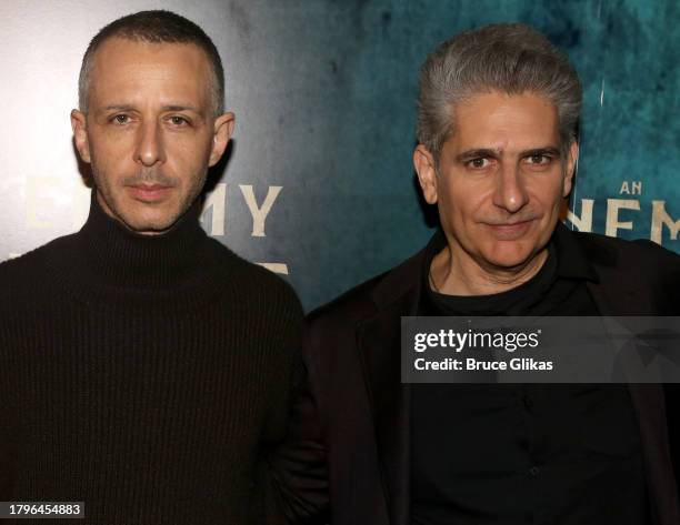 Jeremy Strong and Michael Imperioli pose at a press day for the upcoming broadway play "An Enemy of the People" at The Times Square Edition Hotel on...