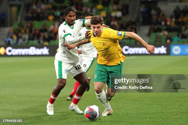 Jordan Bos of the Socceroos controls the ball during the 2026 FIFA World Cup Qualifier match between Australia Socceroos and Bangladesh at AAMI Park...