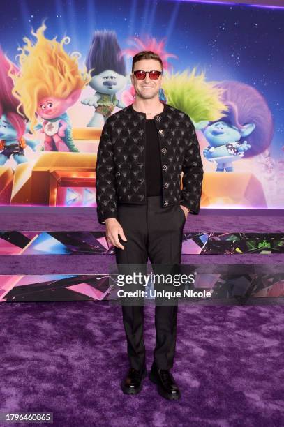 Justin Timberlake attends a special screening of Universal Pictures' "Trolls: Band Together" at TCL Chinese Theatre on November 15, 2023 in...