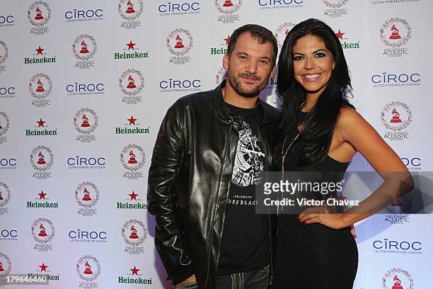 Marc Joville and África Zavala attend the Latin GRAMMY Acoustic Session 2013 Mexico City at Centro Cultural Roberto Cantoral on September 5, 2013 in...