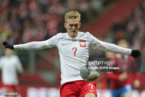 Karol Swiderski of Poland seen in action during the European Championship 2024-Qualifying round Match between Poland and Czechia at PGE Narodowy....
