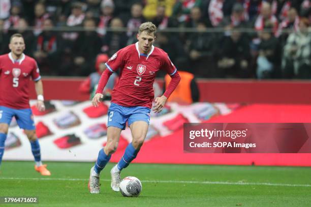 David Zima of Czechia seen in action during the European Championship 2024-Qualifying round Match between Poland and Czechia at PGE Narodowy. Final...