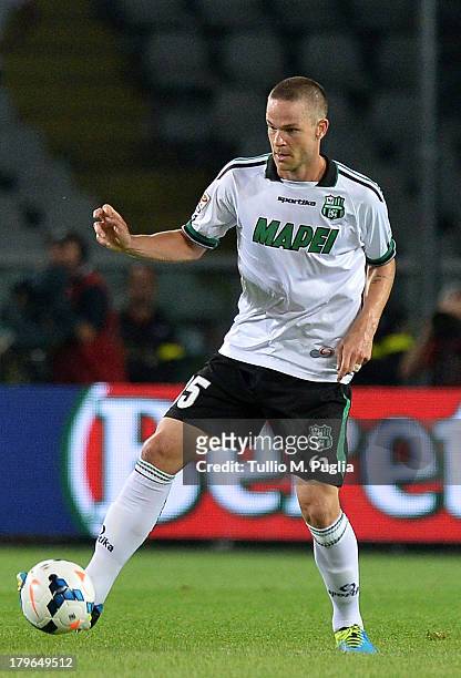 Jonathan Rossini of Sassuolo in action during the Serie A match between Torino FC and US Sassuolo Calcio at Stadio Olimpico di Torino on August 25,...