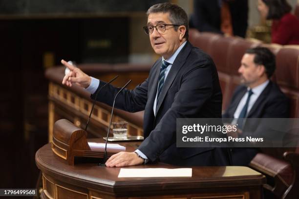 The PSOE spokesperson in Congress, Patxi Lopez, speaks during the second session of the investiture debate of Pedro Sanchez as President of the...