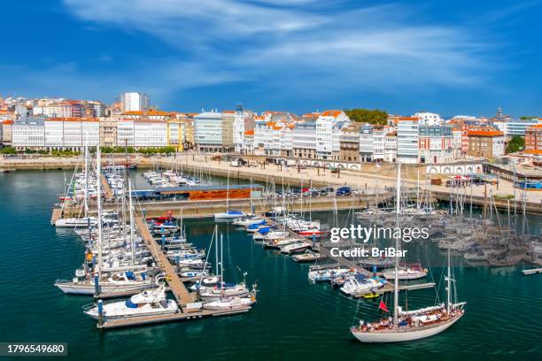 la coruna port marina, galicia, spain - corunna stock pictures, royalty-free photos & images