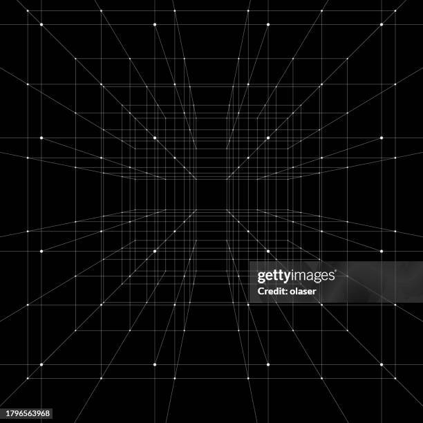 abstract perspective grid in black space. - focus on background stock illustrations