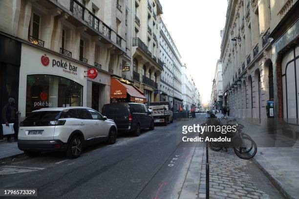 View of the vehicles parked on the street in Paris, France on November 22, 2023. Paris Mayor Anne Hidalgo is planning a referendum on 4 February...