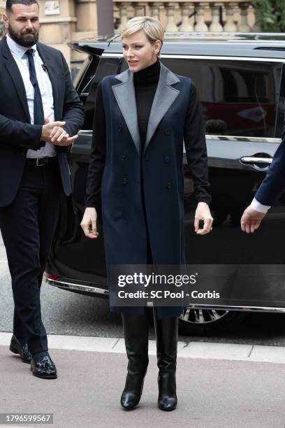 Princess Charlene of Monaco attends the Red Cross Gifts Distribution at Monaco Palace on November 16, 2023 in Monaco, Monaco.