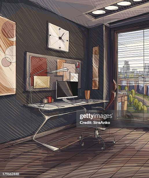 design - wood table perspective stock illustrations